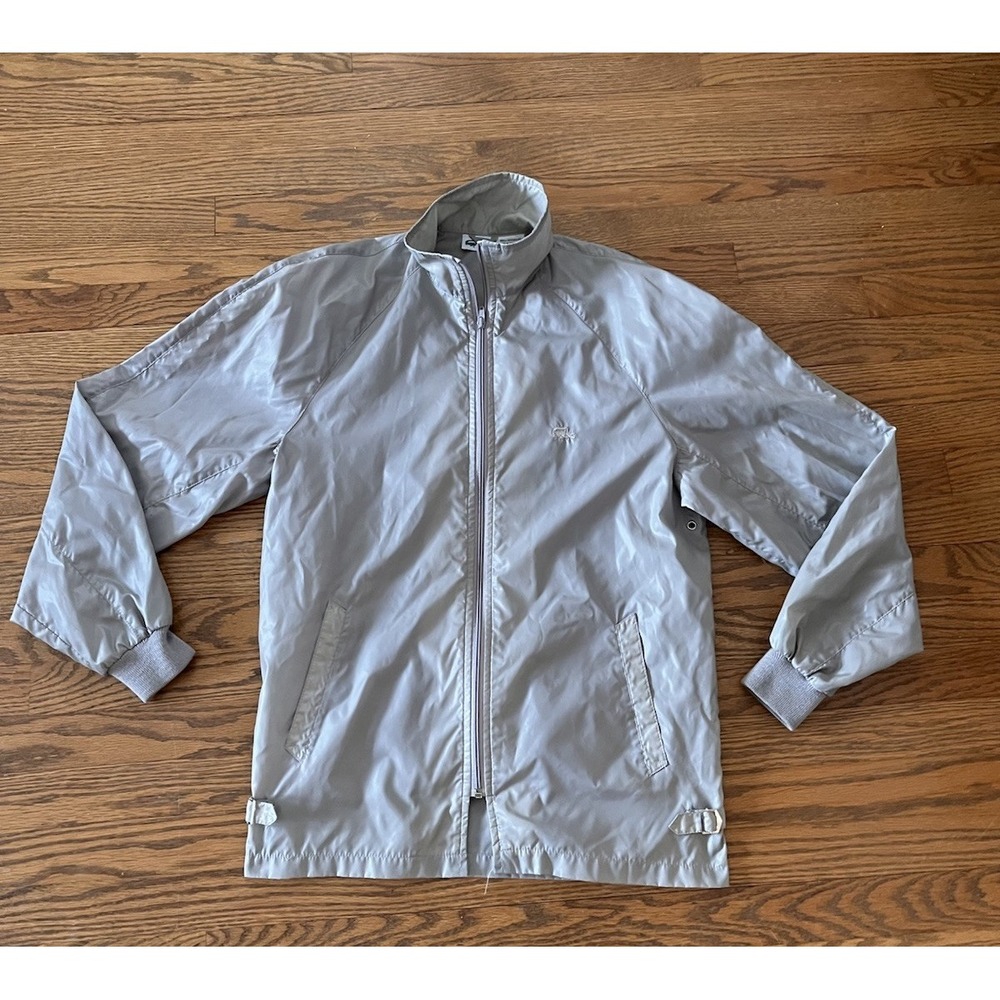 Vintage LACOSTE CLUB Full Zip Lightweight Nylon Casual Windbreaker men L Gray‎